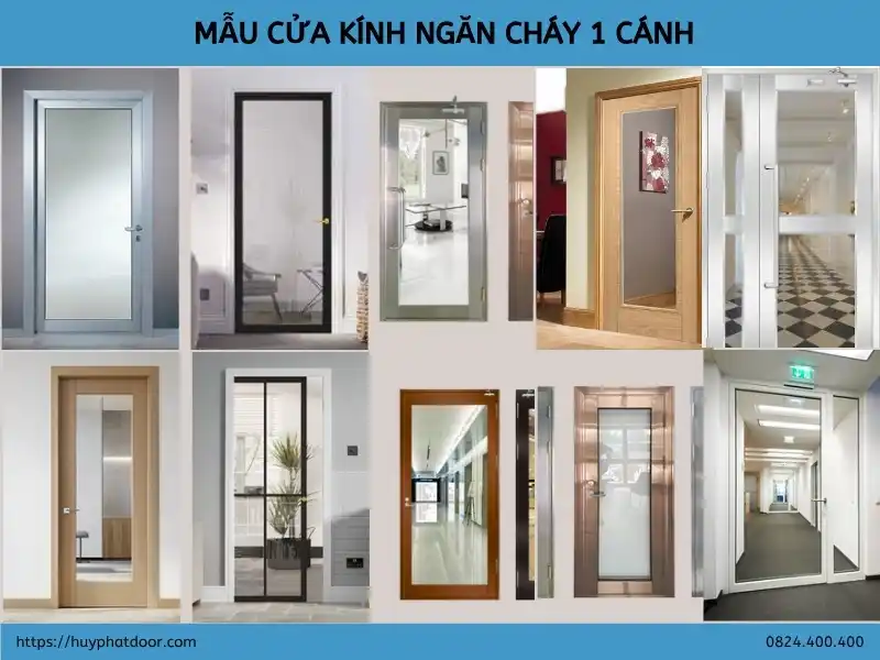 Mẫu cửa kính ngăn cháy 1 cánh Mẫu cửa kính ngăn cháy 1 cánh