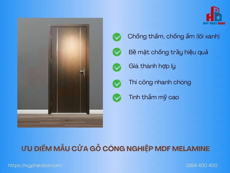 Ưu điểm sản phẩm cửa gỗ công nghiệp MDF melamine Ưu điểm sản phẩm cửa gỗ công nghiệp MDF melamine